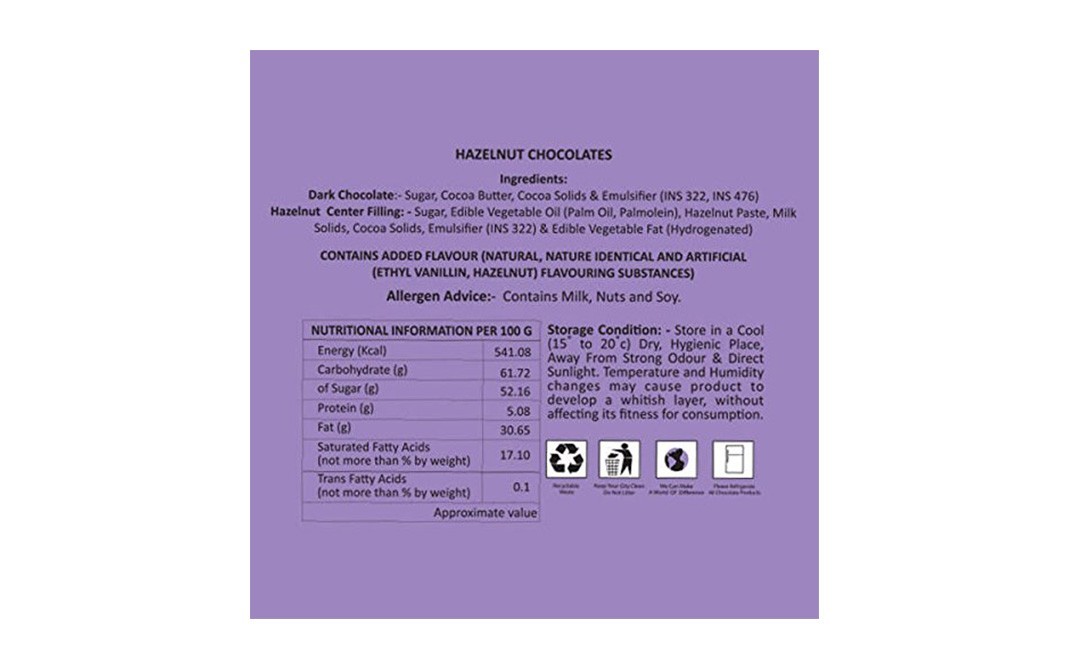 Brugge Desire Collection Premium Assorted Chocolates, Hazelnut   Box  250 grams